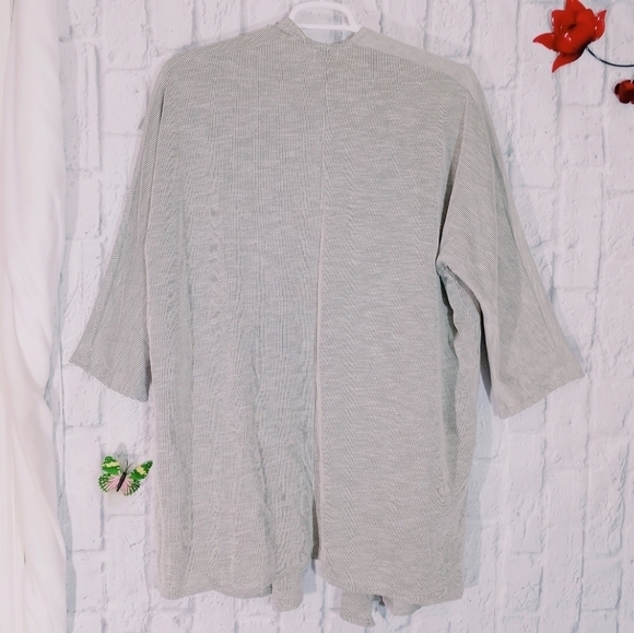 Anthropologie Donni Open Front Ribbed Cardigan‎ Longline Preppy Lagenlook - Picture 3 of 4